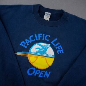 Pacific Life Open Retro Tennis Whale Graphic Crewneck Sweatshirt Mens XL
